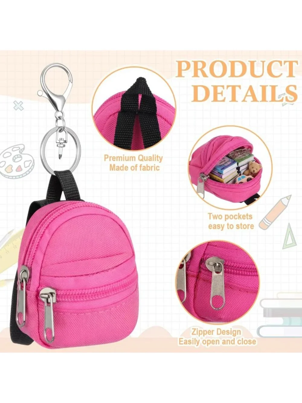 12 Pcs Mini Backpack Keychain Set | Cute Coin Purse & Lanyard Bags for Women